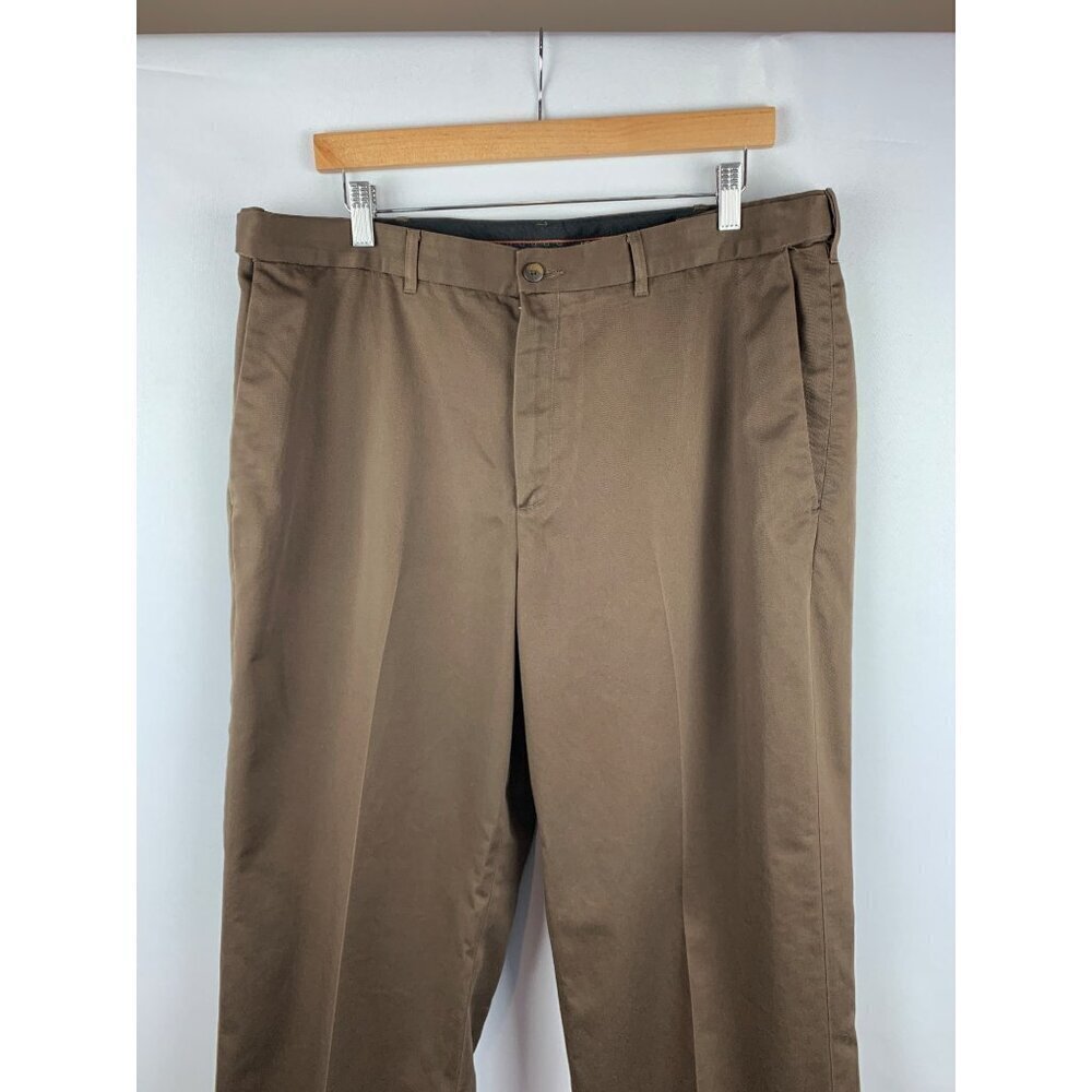 Haggar Mens No-Iron Khaki Pants 38X29 Brown - Picture 2 of 5